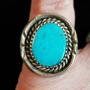 RESERVED  Native American made Turquoise Sterling Silver Ring Size 7